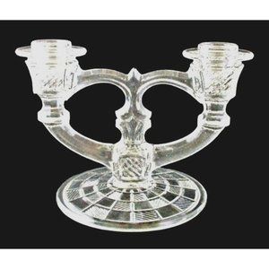 Vintage Glass Double Candleholder Art Deco Vibe